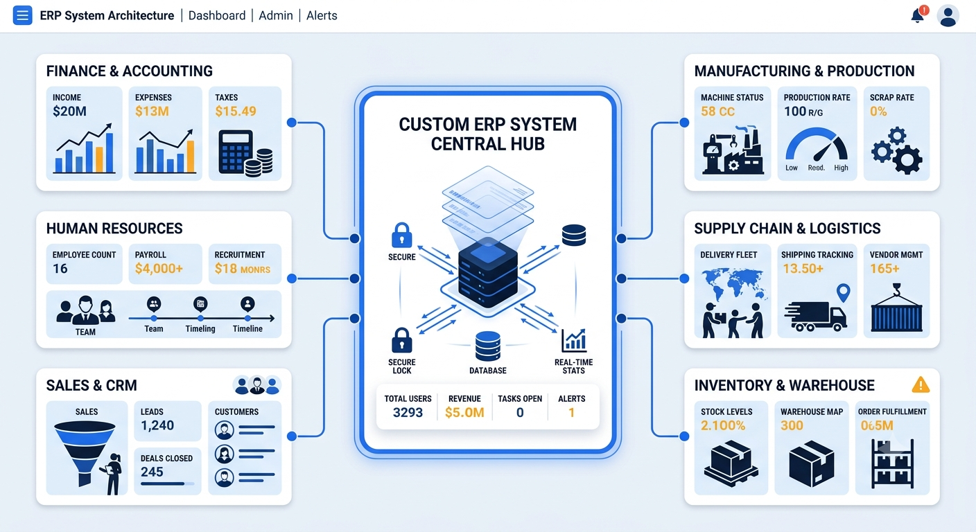 Custom ERP software development system for growing businesses