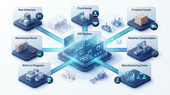 ERP manufacturing inventory and production planning visibility