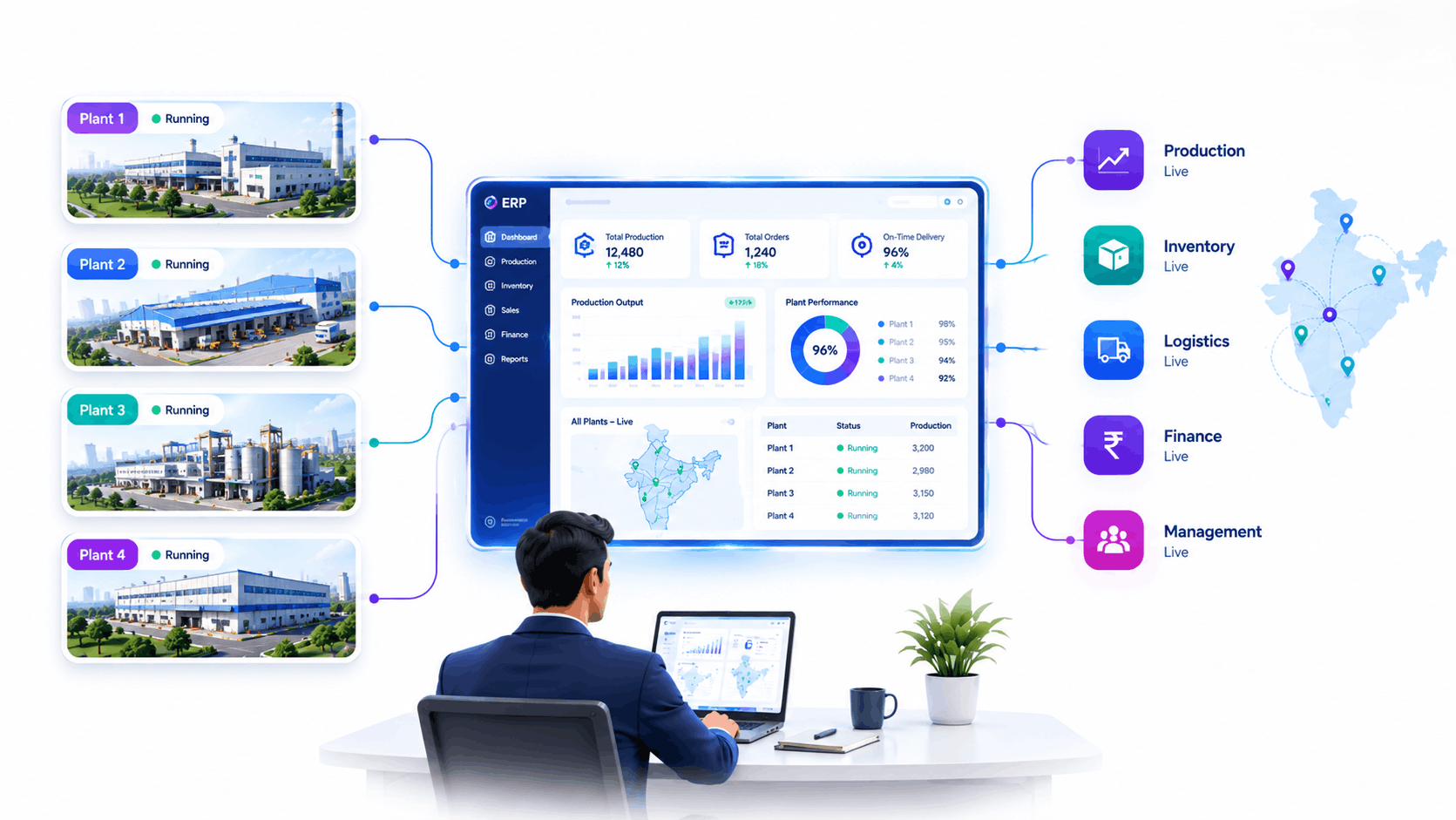 Analytics dashboard representing the best ERP software for manufacturing in India